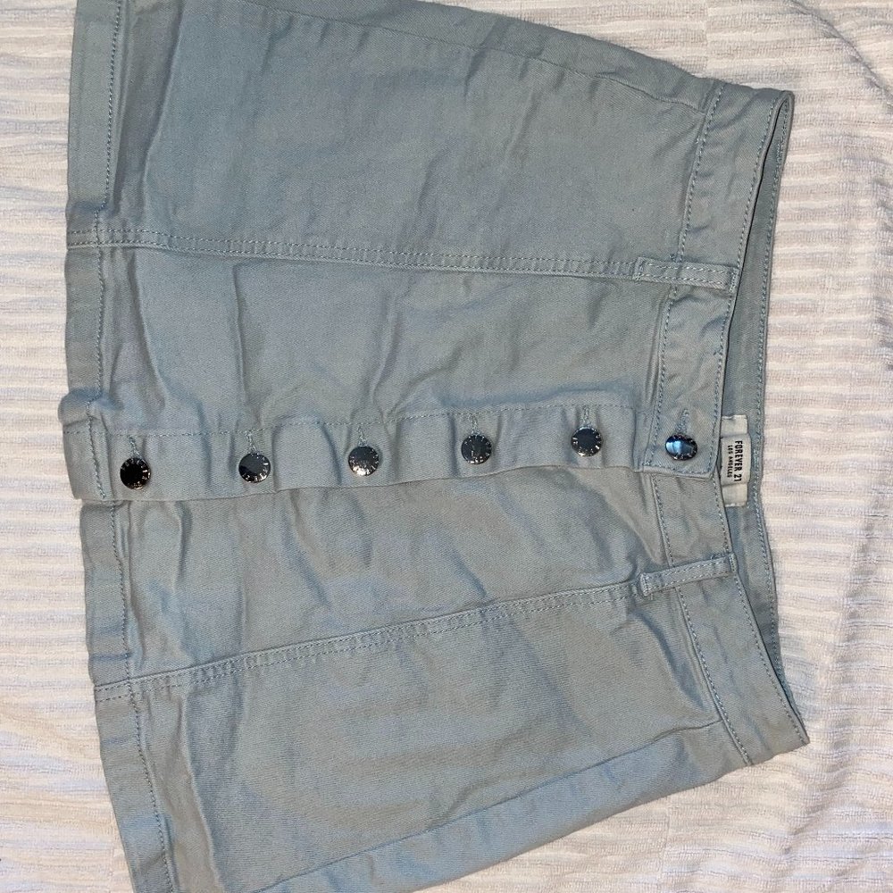Blue Buttoned Mini Skirt